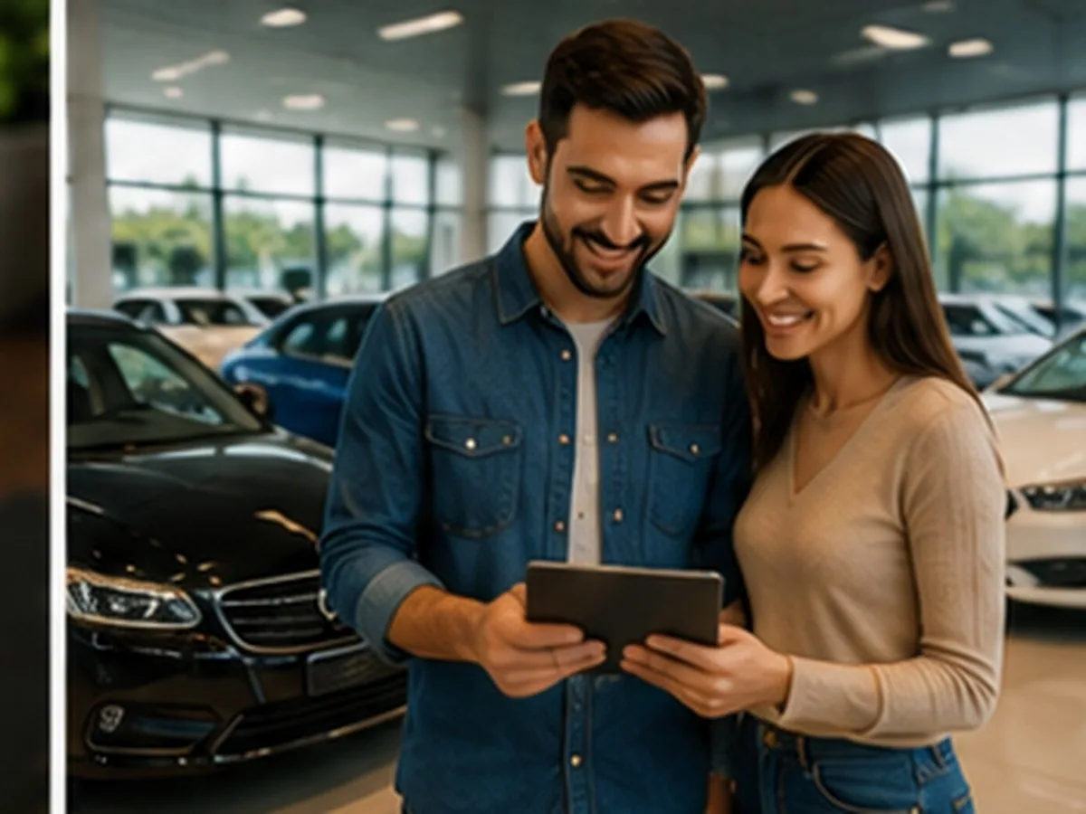 Carro moderno prata em ambiente urbano, representando veículo elétrico ou híbrido adquirido por consórcio