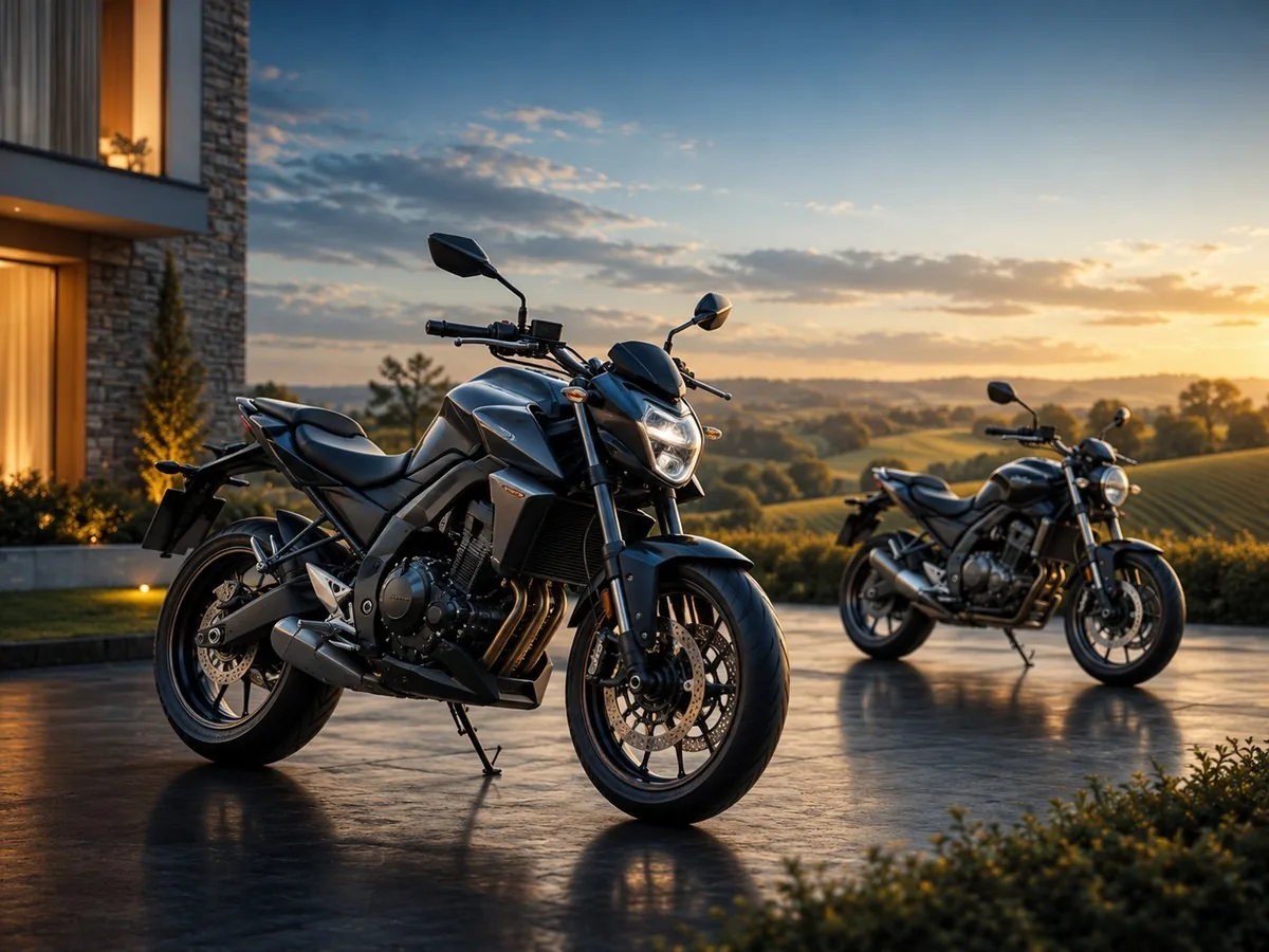 Consórcio Honda em Campo Grande MS | Consórcios Campo Grande Motocicletas estacionadas ao pôr do sol, consórcio de moto em Campo Grande MS